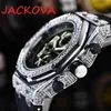 Kvalitetsherrboende tittar på klassisk design Diamond Iced Out Watch Quartz Movement Men Sport Wristwatch Presentklocka Shinning Stopwatch Timer