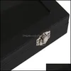 Jewelry Pouches Bags Jewelry Pouches Bags Glass Lid Black 100 Slot Earring Ring Jewellery Display Storage Box Tray Case Organizer Ho Dhhsl