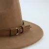 Bonnet / Skull Caps fedora chapeaux pour femmes hommes large bord solide femmes chapeaux bande ceinture classique robe formelle kaki noir chapeaux d'hiver sombreros de mujer T221013