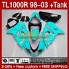 Fairings Tank f￶r Suzuki Srad TL-1000 TL 1000 R 1000R 98-03 Glossy Cyan Bodywork 162no.06 TL1000 R TL1000R 98 99 00 01 02 03 TL-1000R 1998 1999 2000 2001 2002 2003 Fairing