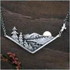 Ожерелья с подвесками 3D Горный хребет Речная долина Ожерелье с подвеской в виде заката Горы Ювелирный подарок для любителей природы Приключения на открытом воздухе D Dh9W8