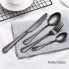 Dinnerware Sets Wholesale Black Cutlery Set Stainless Steel Tableware Silverware Dinner Knife And Fork Forks Knives Spoons