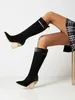 St￶vlar Paisley M￶nster Super High Wedge Heel Women S Kneelength Overdimensionerad Point Toe Zip Fabric Stitching Microfiber Long 221013