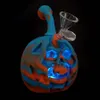 Hosahs Pumpkin Form Silcone Skull Head rakt långvarig vattenrör med glasskål Hopah Bubbler Bubbler