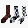 Men's Socks 3 Color Men Women Geometric Checkered Cotton Streetwear Hip Hop Checkerboard Sock Harajuku Unisex Comfortable Soft Sox