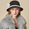 Beanie / Skull Caps Fashion Flower Fedora Luxury Party Feltro Bacino Cappello per l'autunno inverno Caldo elegante British Lady Dome Retro Wool Fisherman Cap T221013