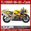 & Tank Fairings For SUZUKI TL-1000 TL 1000 R 1000R SRAD 1998 1999 2000 2001 2002 2003 Bodywork 162No.93 TL-1000R TL1000 R 98-03 TL1000R 98 99 00 01 02 03 Fairing yellow stock