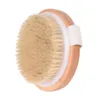 Brosses de bain Éponges Épurateurs Ronds Poils de sanglier naturels Brosse pour le corps Cellite Circulation Spa Mas Manche en bois Douche Retour Goutte Deli Dhik1