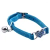 Collares para perros Encanto de corazón y campana Collar de gato Elástico de seguridad ajustable con material de terciopelo suave Producto para mascotas Pequeño S Azul