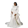 Слоновая кость простые платья невесты, разработанные элегантными полнометражными модными съемными поездами арабское вечернее платье