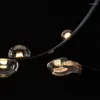 Pendant Lamps Modern LED Chandelier Light Creative 3M Black Leather Hanging Lamp For Villa Dining Room Bar Clear/Gray Glass Fixture