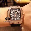 A Original 1 to 1 Watches Fashion Men's Luxury Wine Barrel Richa Mill Rm67-01 Series 2824 Automatic Machine Full Rose Gold Black Tape Male W76S