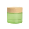 50pcs 50g vide bouteille en verre vert et mat pot de crème lignes en bois couvercles bouteille cosmétique conteneur boîte