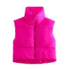 Gilets pour femmes manteau d'hiver femmes Style coréen manteaux matelassés gilet à bulles décontracté noir recadrée Streetwear Parka gilet vert Orange