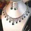 Pendant Necklaces Jewelry Sets For Women Necklace Earrings Needles Created Green Emerald High Quality Wedding Fine Drop T0137