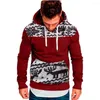Men's Hoodies 1Pc Christmas Zip For Men Autumn Winter Fleece Print Xmas Hoody Full Sweatshirts Top 2022