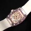 OBEJRZYJ RM07-02 Women wielofunkcyjny 2824 Automatyczne mechaniczne kryształowe obudowy gumowy zegarek