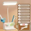 Bordslampor Desk lampan Uppladdningsbar USB -LED f￶r Office Study Reading Night Lights With Pen Phone Holder Function