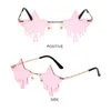 Lunettes de soleil cadeaux de fête lunettes forme d'étoile Halloween pentagramme sans monture gouttelette Sun8367809