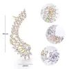 Stud SENYU Mode Bijoux De Mariée De Luxe Lady039s CZ Cristal Ange Aile Oreille Balayage Wrap Manchette Boucles D'oreilles Rhodium Placage Grimpeur EA2952939