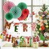 Juldekorationer Merry Bunting Banner Paper Flag Santa Claus Snowman Elk Spiral Hanging Garland Year Party Diy Decoration