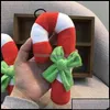 개 장난감 씹는 크리스마스 목발 모양 플러시 스 퀴커 씹는 강아지 고양이 훈련 제품을위한 사운드 장난감 삐걱 거리는 드롭 otjvz