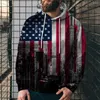 メンズフーディーズレトロUSフラグ3Dプリントパーカーアマーシアスウェットシャツ長袖プルオーバー秋の春の男性衣類4xl