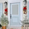 Flores decorativas Garland de Natal com luzes de férias em casa Classics de escada de escada Artificial grinaldas para escadas Portas