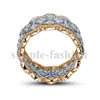 Wedding Rings Luxury Wide Circle Women Band Rose Gold Silver Color Fashion Small Round Zircon Cz Ring Jewelry