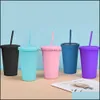 Tasses Tasses Gobelets avec couvercles et STS.16 Oz Tasses de voyage en plastique acrylique de couleur pastel. Double paroi Insated Matte Réutilisable Bk pour Smoo Ot1Xu