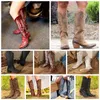 2023 Leather Cowboy Cowgirl Motorcycle Western Denim Boots cowgrils Thick Heel Embroidered Square head Rivet vintage thick heels Knight Boot