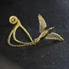 Brooches Retro Tassel Chain Bird Brooch For Men's Suit Seagull Eagle Angle Wing Pins And Shirt Collar Accessories