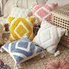 Pillow Yellow White Pink Cover Wind Simple Pattern Moroccan Bohemian Style Waist Case Sofa Tassel Tufted Cute