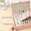 Jewelry Pouches Protable Travel PU Double Layers Box Display Organizer Earrings Rings Necklaces Storage Holder LXAE