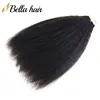 Tape in Extensions Human Hair PU Weft Kinky Straight Tapes ins Real Hair Extension for Black Women Natural Color Double Sided Glue Remy Bundles 50g 20pcs Bella Hair