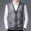 Herrenwesten warmer Pullover Business Cason Diamond Plaid Cardigan Weste hochgradiger ￄrmel