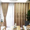 Curtain Chinese Ink Landscape Style Printed Linen Stitching Fabric Blackout Curtains For Bedroom