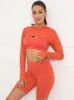 Ensembles actifs SALSPOR 3PCS Ensemble de sport à capuche à manches longues sans couture Short de yoga avec coussin de poitrine Antichoc Running Bra Sportswear