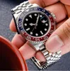 Watcher Men's Watches 40mm GMT Wristwatches تلقائي سيرة خزفية الفولاذ الفولاذ المقاوم للصدأ مع شاشة تقويم مشبك مطوية