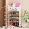 Clothing Storage Carved Shoe Rack Simple Household Multi-layer Cabinet With Table Home Multi-function Shoebox Space Saving