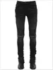 Jeans pour hommes Mens # A627 Motor Bike Ribs Zippers Ripped Slim Stretch Black Biker Pantalon Taille 28-40