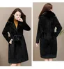 Women's Fur Winter Coat Sheep Sheared Parkas Female Real Collar Slim Thicken Warm Outwear L1571 With Belt
