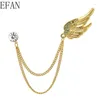 Brooches Korean Tassel Angel Wing Brooch With Chain Corsage Collar Badge Female Pin Medal Men's Suit Shirt Accessories