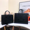 Damentasche Geprägte Schwarze Blumenmonogramme Onthego Gm Mm Taschen Leder Louiseitys Viutonity Geldbörse Tote Schulter Umhängetasche Weiblicher Rucksack für unterwegs