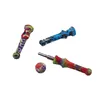 Colorful Cartoon Fumo Silicone Dab Straw Pipes Micro Silicon NC Con punte Ti e Cap 14mm Joint Dabber Accessori