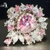 Anneaux de mariage YaYI bijoux princesse coupe 14 CT broche Zircon couleur argent fiançailles coeur filles fête anneau cadeaux 928