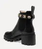 Elegant Crystal Belt Ankle Strap Women Boots Bottes Black Leather Ankle Boot Chunky Combat Booties Lug Soles Lady Party Dress Walking EU35-42