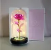 Lumière LED Rose décoration de fête fleur en feuille d'or 24K avec guirlandes lumineuses en dôme pour noël cadeau de la saint-valentin