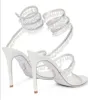 Sandals R Caovilla wedding dress sandal women high heels shoes Romantic lady CHANDELIER nude Stiletto jewelry sandalies ankle strapG