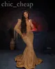 2022 아랍어 ASO EBI Mermaid Gold Prom Dresses Beaded Crystals 저녁 공식 파티 두 번째 리셉션 생일 약혼 가운 드레스 ZJ7070